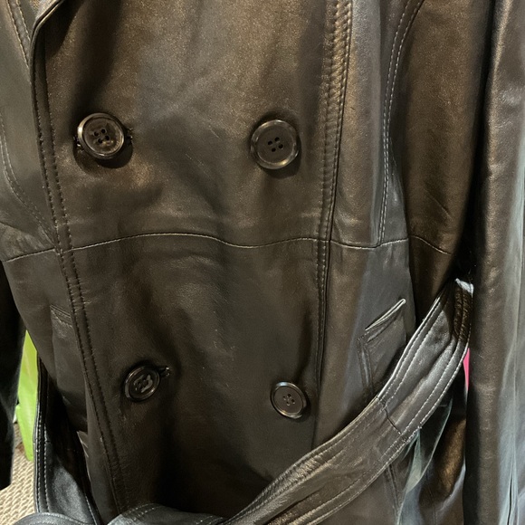 Haggar 100% genuine leather trench coat - Picture 4 of 11